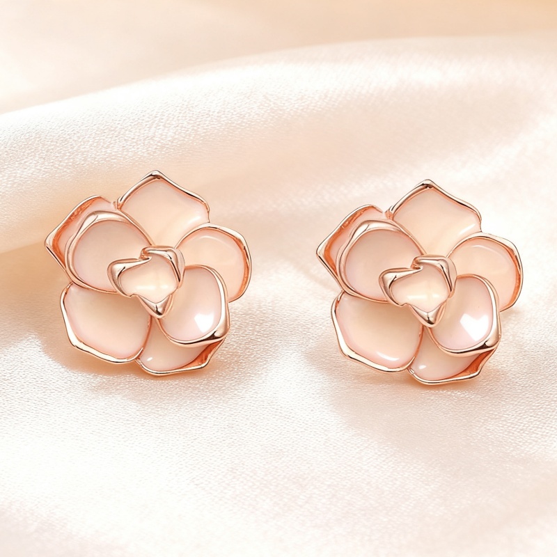 Women's Elegant Enamel Flower Earrings, Gift for Her
